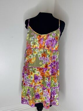 Morgan Taylor Floral Tiered Cami in Green, Purple and Orange